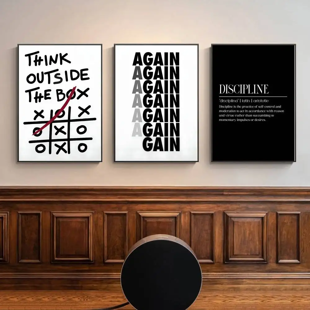 Home Office Room Inspiration - Zwart-wit inspirerende tekst wanddecoratie, minimalistische motiverende