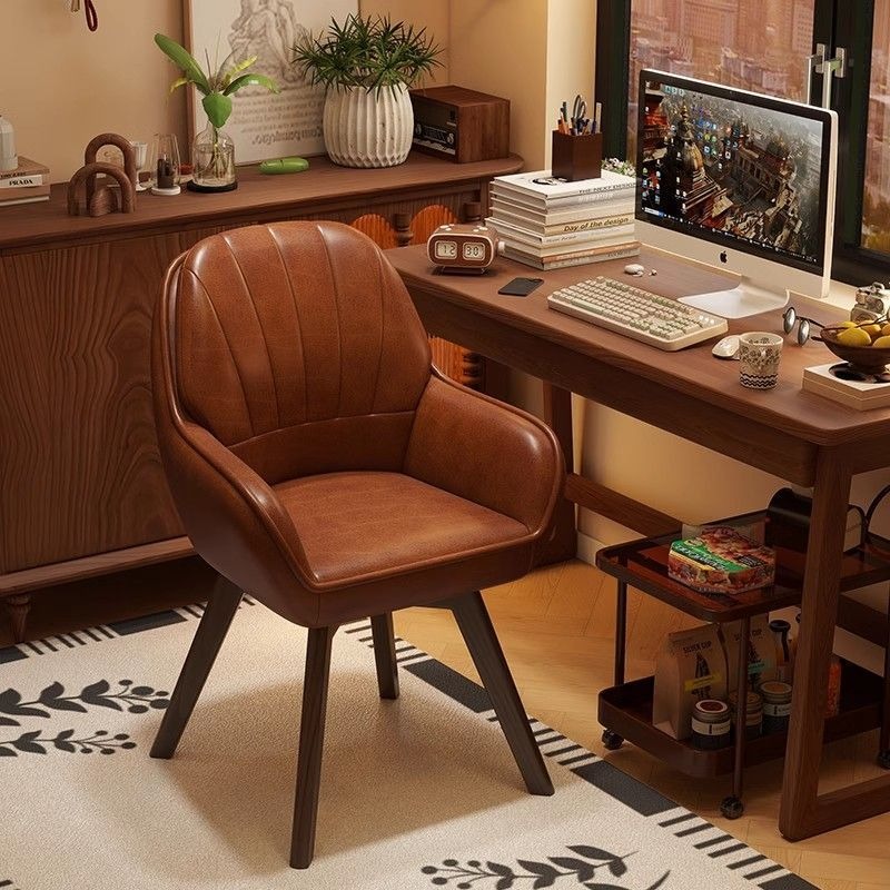 Home Office Work Table - Massief houten studeerkamer draaibaar bureau studeercomputerstoel