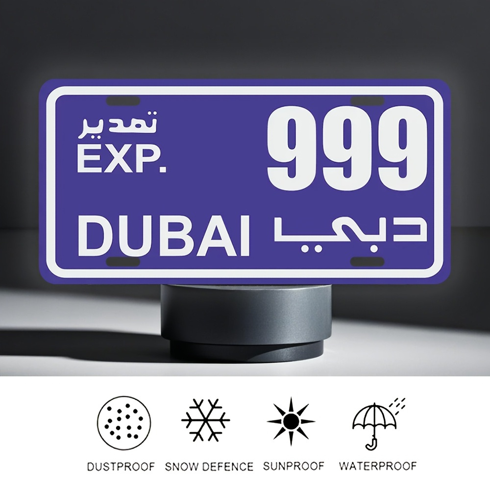 Home Office Dubai - Vintage Dubai kentekenplaat metalen wanddecoratie -