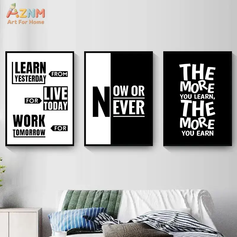 AZNM Zwart-wit motiverend cita - Home Office Room Inspiration recensie en prijs