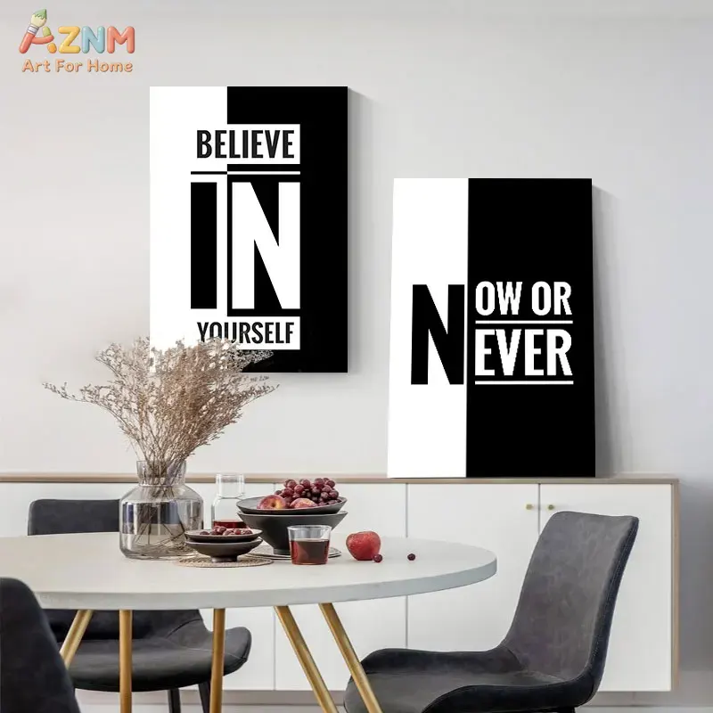 AZNM Zwart-wit motiverend cita - Home Office Room Inspiration recensie en prijs
