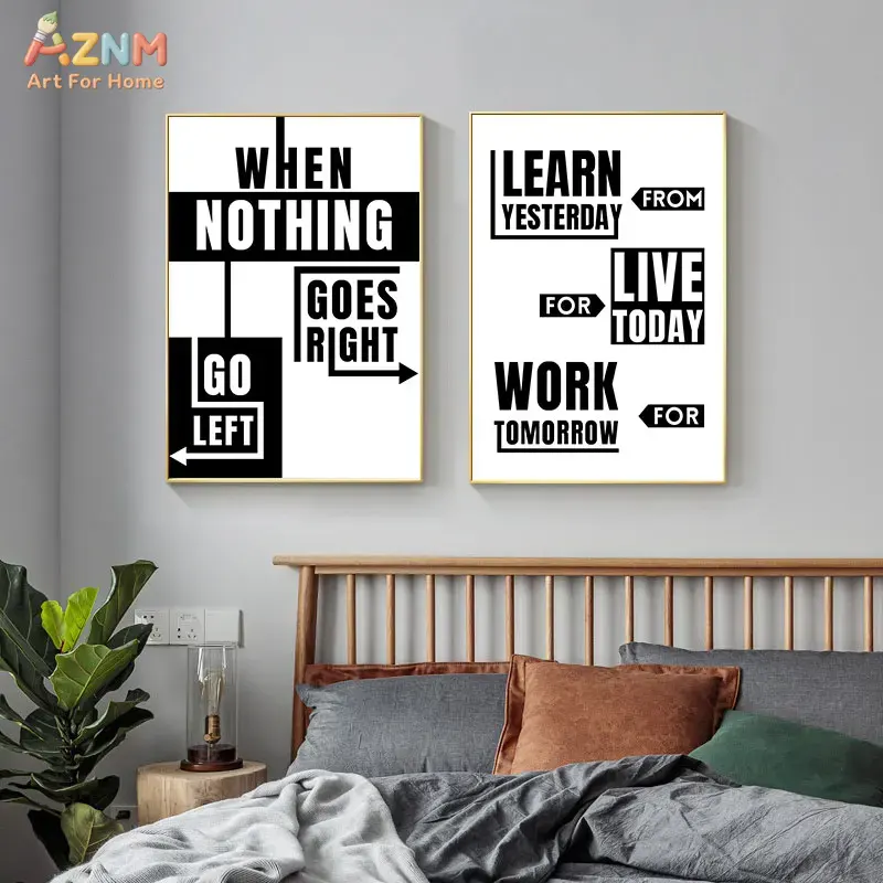 AZNM Zwart-wit motiverend cita - Home Office Room Inspiration recensie en prijs