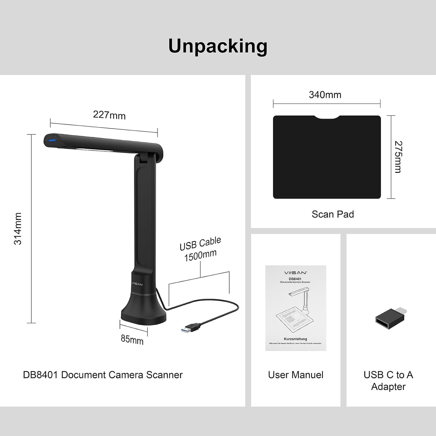 VIISAN DB8401 16MP Documentcam - Document Scanner Portable recensie en prijs